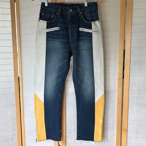 Levi’s 501 27x26” custom painted zipped crop jeans